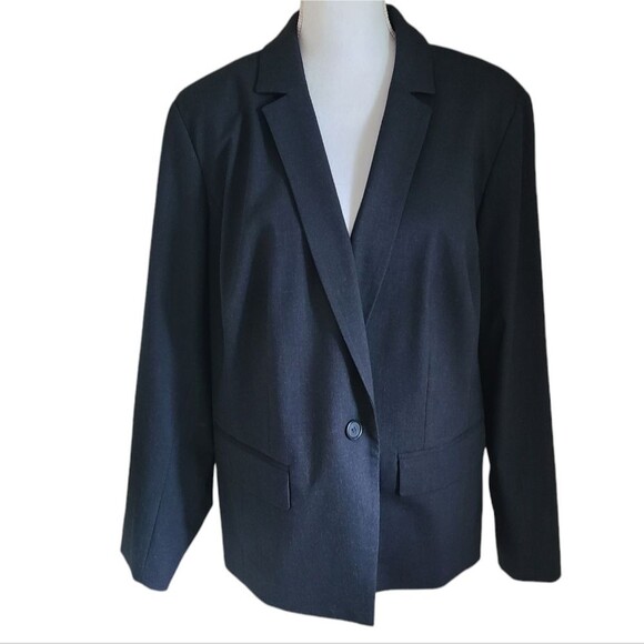 halogen plus size glen paid single button blazer charcoal grey size 16W - Picture 1 of 6